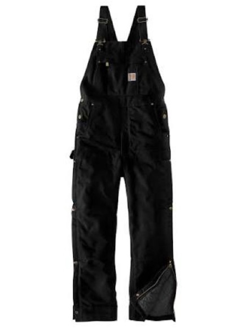 Carhartt Insulated Duck Black Work Overalls with Brass Hardware